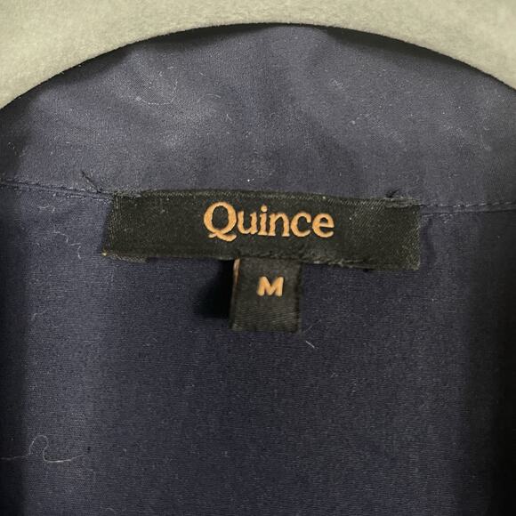 Quince 100% Organic Cotton Pajama Set Womens M Navy Button Up Drawstring Classic - Picture 4 of 16